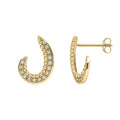Diamond Swirl Stud Earrings British Made 9ct Yellow Gold 375 Hallmarked