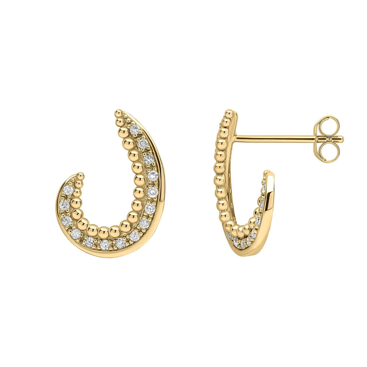 Diamond Swirl Stud Earrings British Made 9ct Yellow Gold 375 Hallmarked