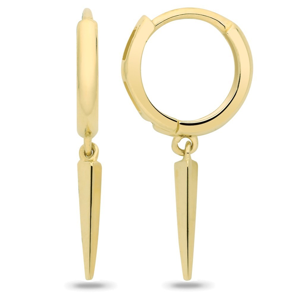 8mm Spike Drop Hoops Earrings 9ct Yellow Gold 375 Hallmarked Brand New