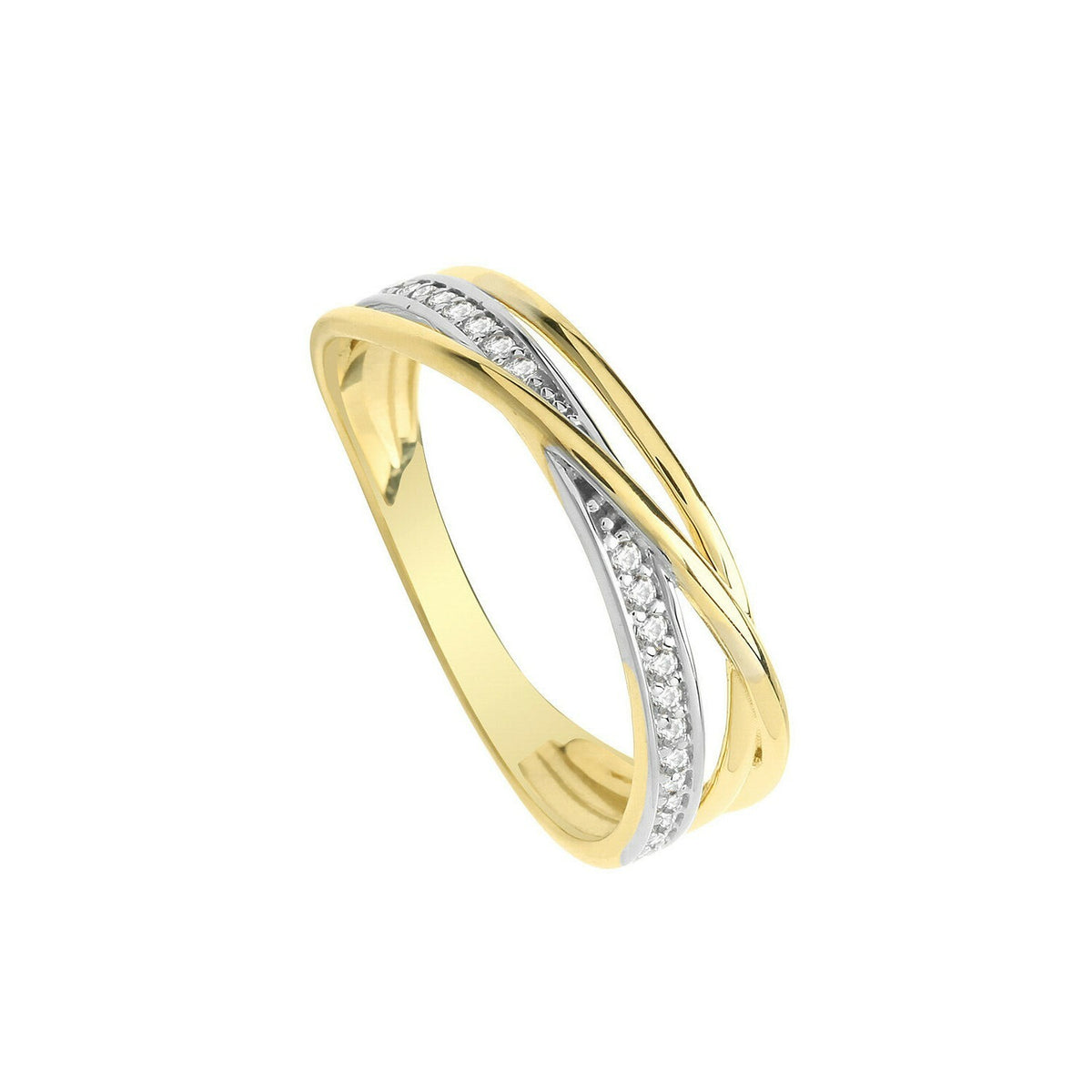 Crossover Gemstone Eternity Ring 9ct Yellow Gold Hallmarked Sizes L - Q