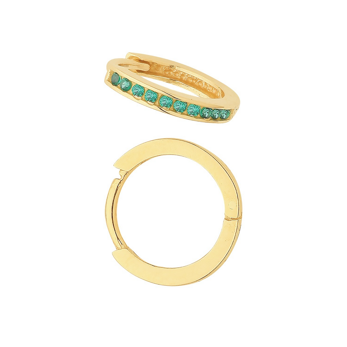 9ct Yellow Gold Emerald Hoop Earrings British Made 375 Hallmark Brand New Boxed