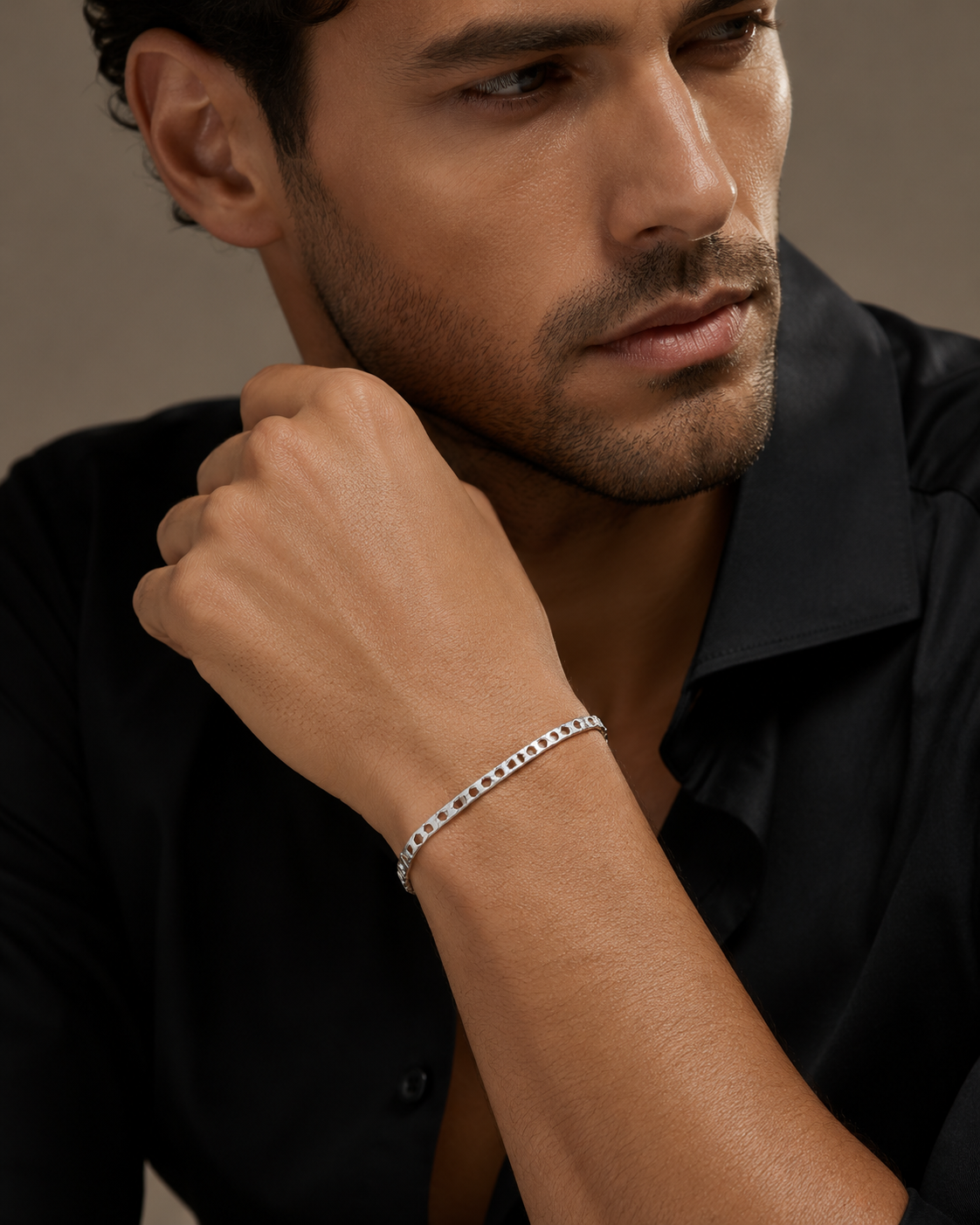 Gents Solid Sterling Silver Square Curb Chain Bracelet 925 Hallmarked