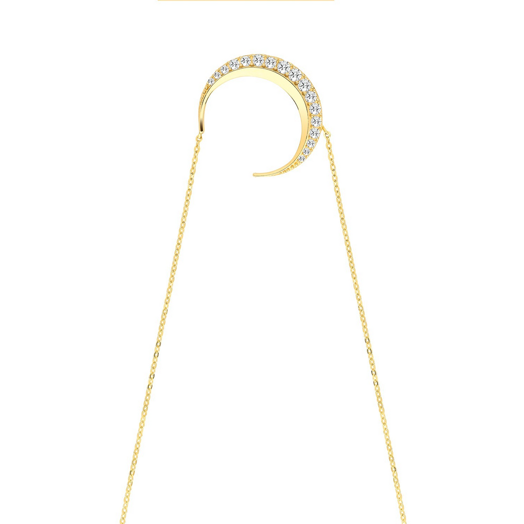 Ladies Moon Crescent Necklace 9ct Yellow Gold 375 Hallmarked British Made