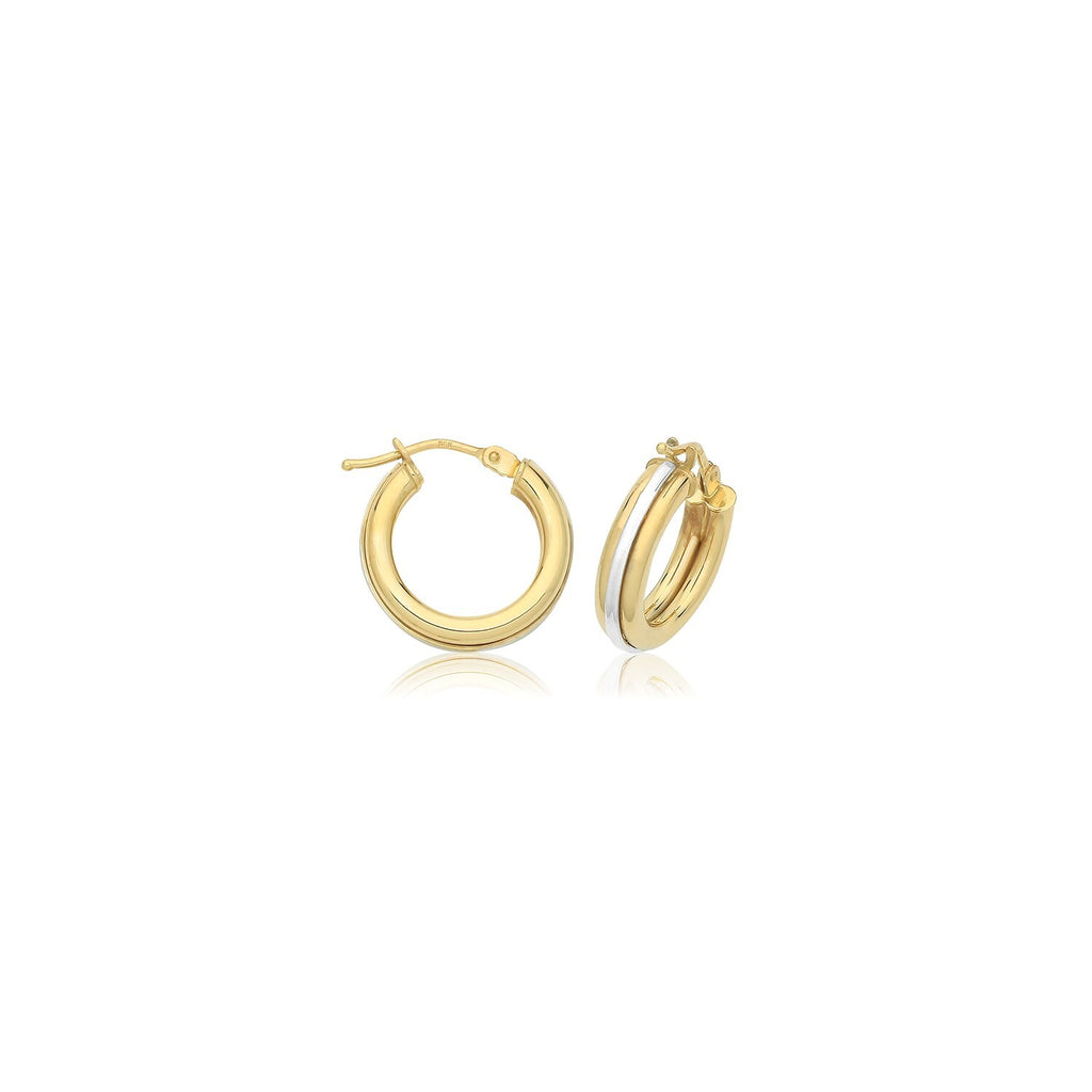 9ct Mixed Gold Hinged Hoop Earrings 375 Hallmarked 10mm - 20mm Diameter
