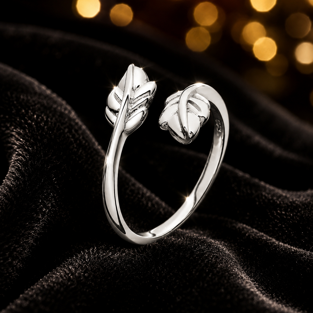 Sterling Silver Ring Leaf Detail Wrap 925 Hallmarked Size J - R Brand New Boxed