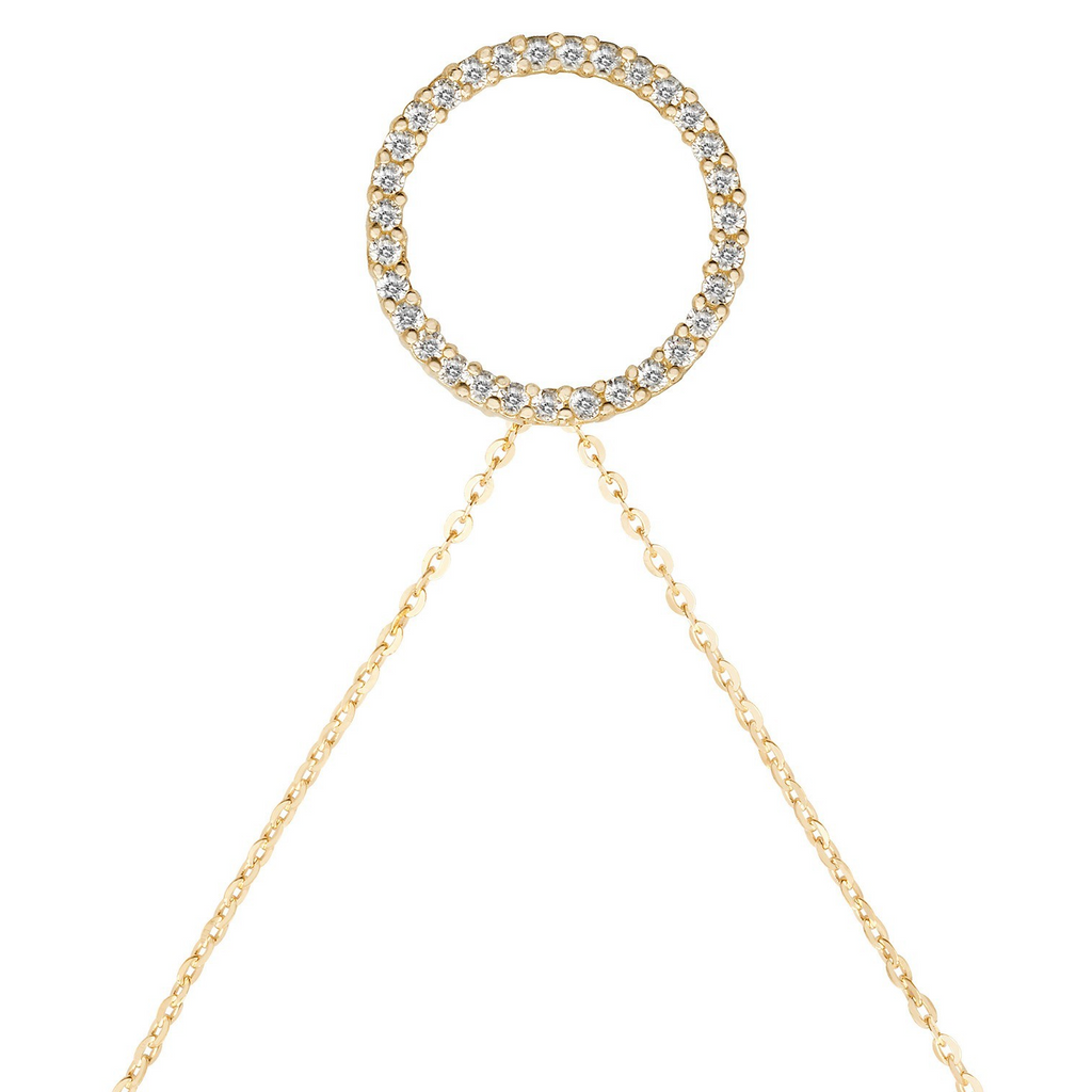 Ladies Pave Infinity Circle Necklace 9ct Yellow Gold 375 Hallmarked British Made