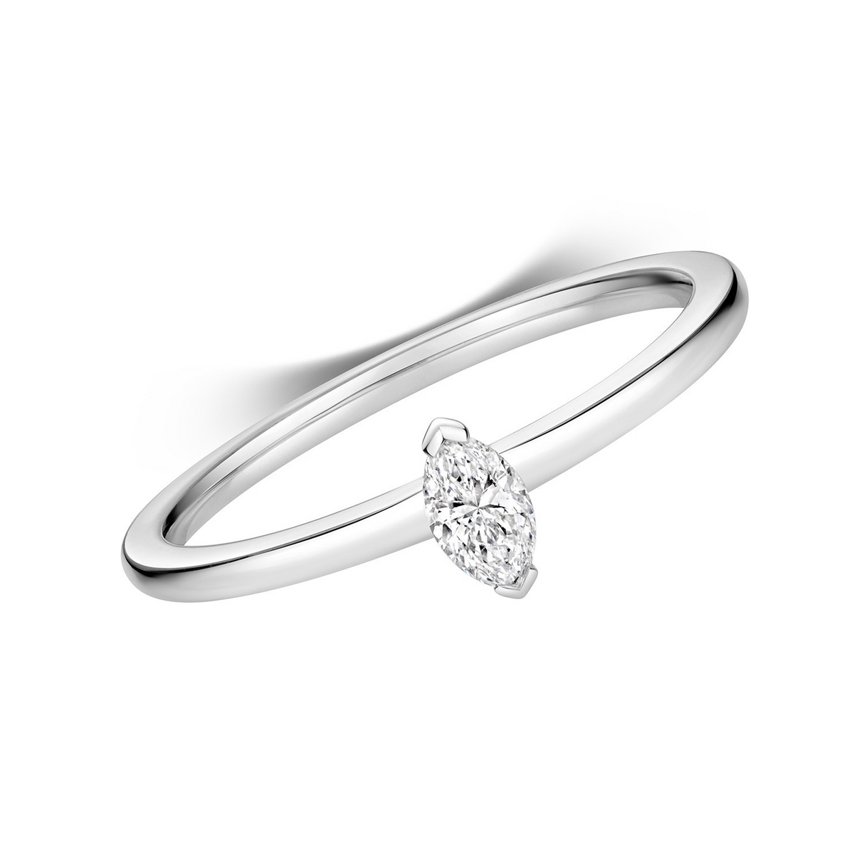 1 Natural Diamond Marquise Cut Ring 18ct White Gold Hallmarked Sizes K - N