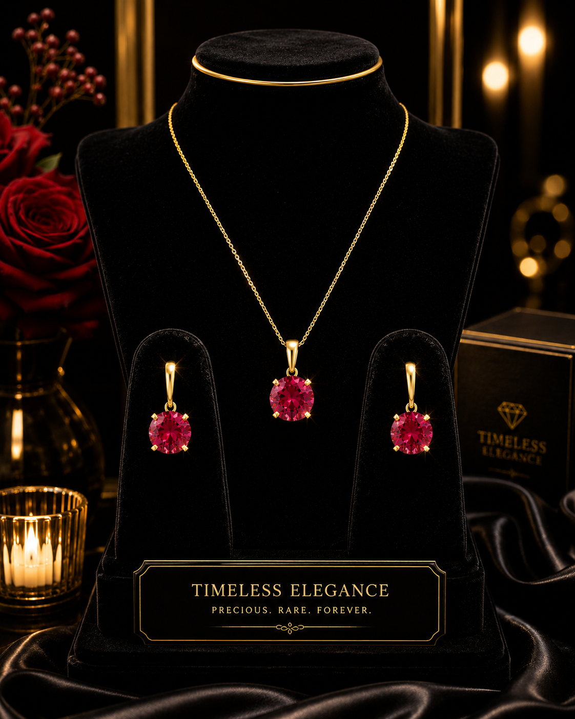 Yellow Gold Ruby Solitaire Pendant Hallmarked British Made All Chain Lengths