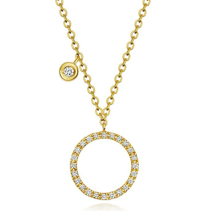 25 Natural Diamond Circle Necklace 18ct Yellow Gold Hallmarked British Made