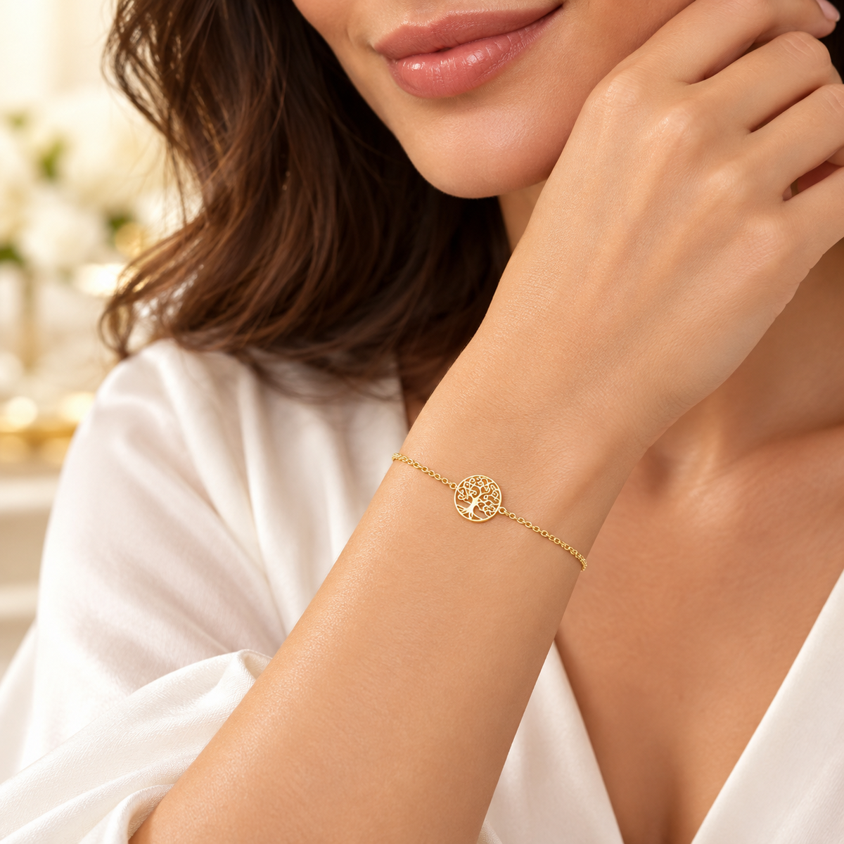Ladies Tree Of Life Bracelet 9ct Yellow Gold 375 Hallmarked British Made