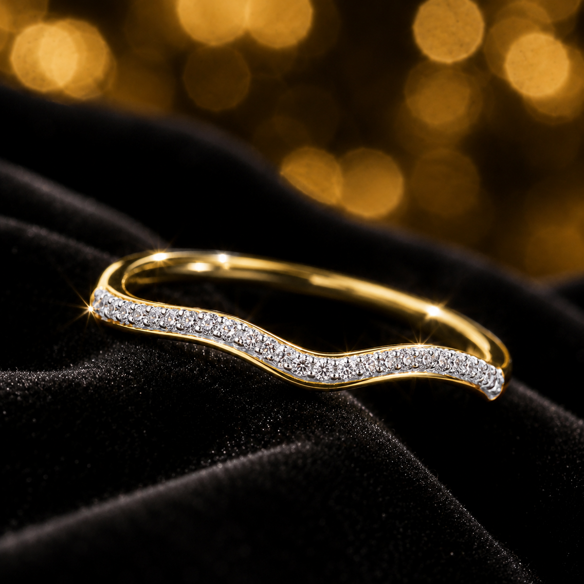 Diamond V Shaped Eternity Ring 9ct Yellow Gold 375 Hallmarked Sizes L - Q