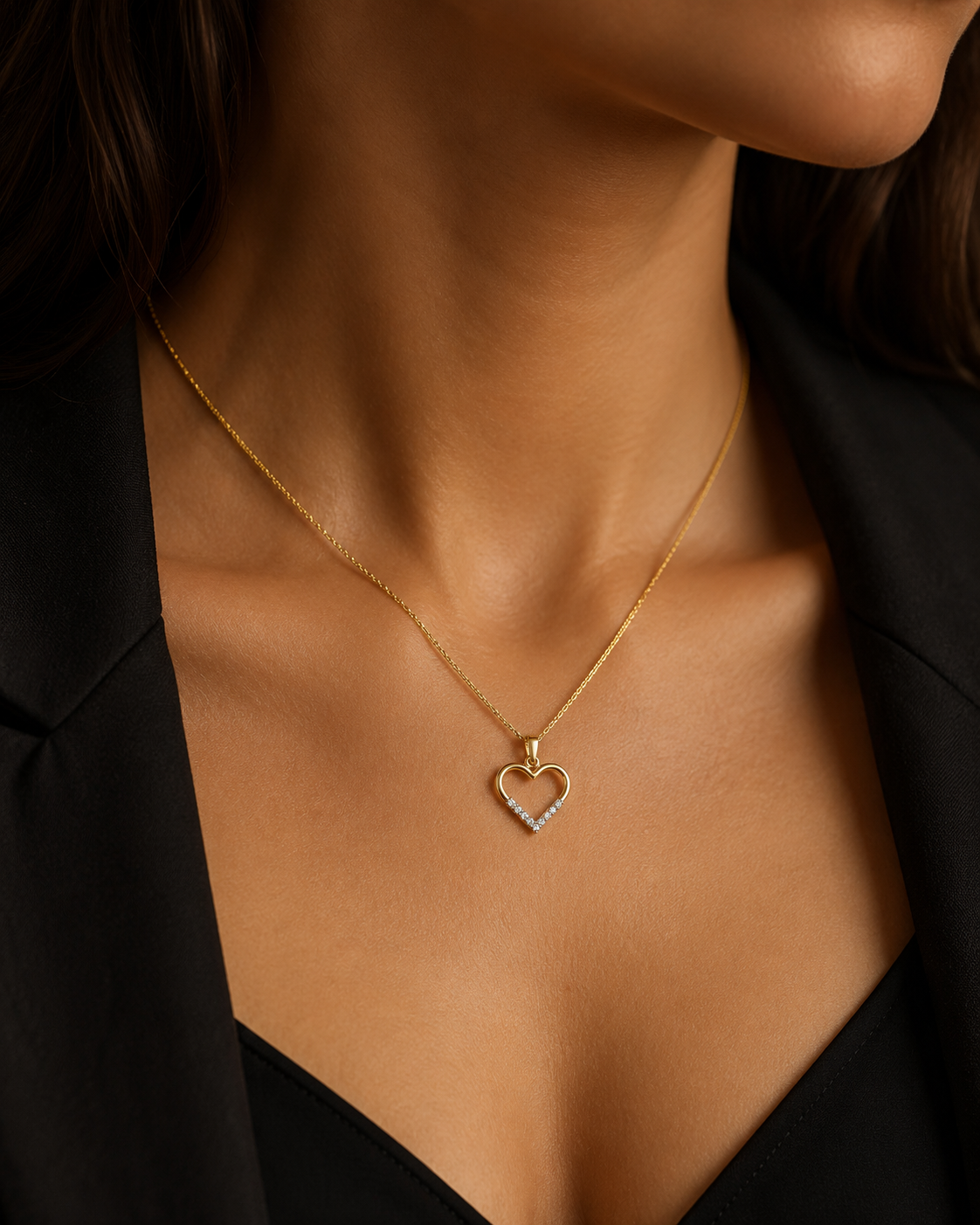 Open Heart 9ct Yellow Gold Pendant 375 Hallmarked British Made All Chain Lengths