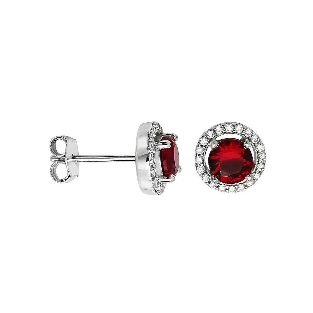 Garnet Gemstone Earrings Solid Sterling Silver 925 Hallmark Brand New Boxed