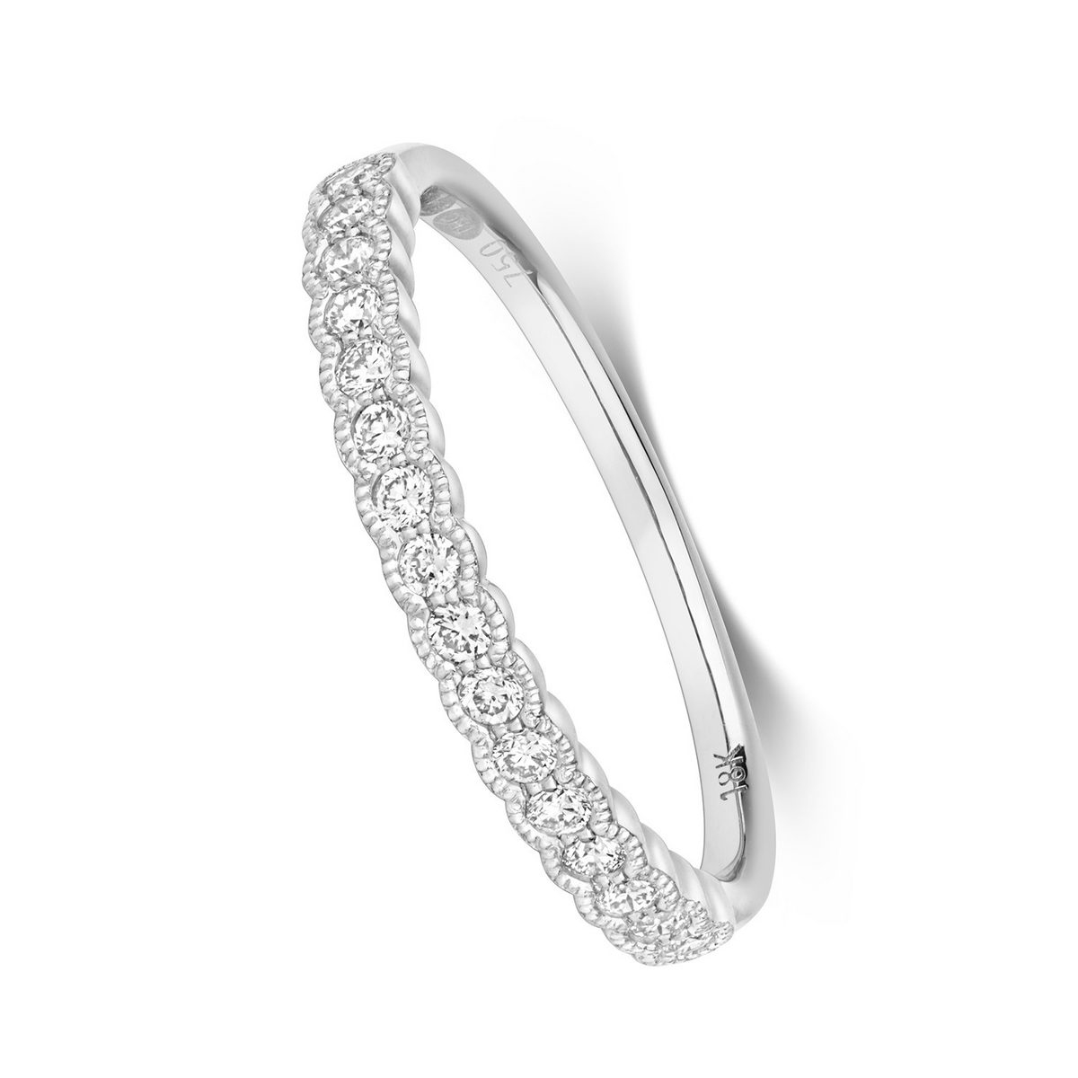 Natural Diamond Millgrain Eternity Ring 18ct White Gold Hallmarked Sizes J - Q