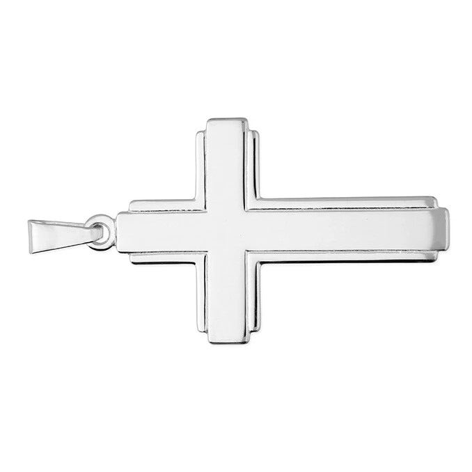 Large Deco Cross Sterling Silver 925 Hallmarked British Made All Chain Lengths