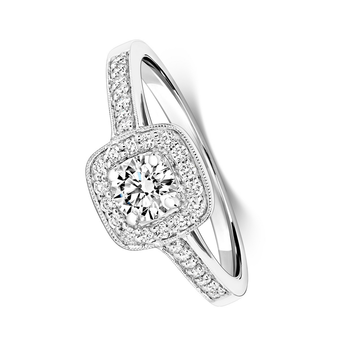 31 Natural Diamond Halo Ring 18ct White Gold Hallmarked Sizes J - Q