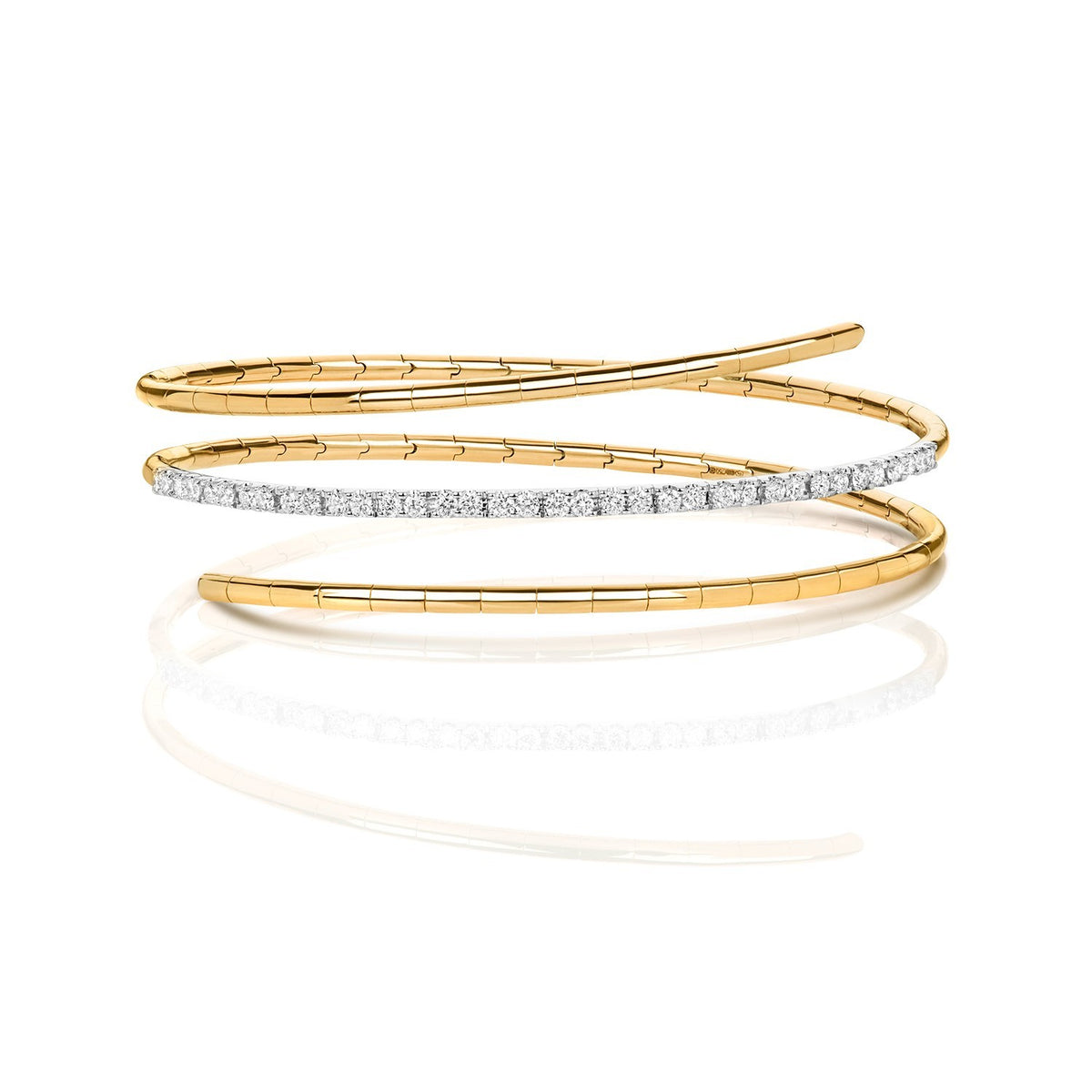 Wrap Natural Diamond 18ct Yellow Gold Bangle 375 Hallmarked British Made