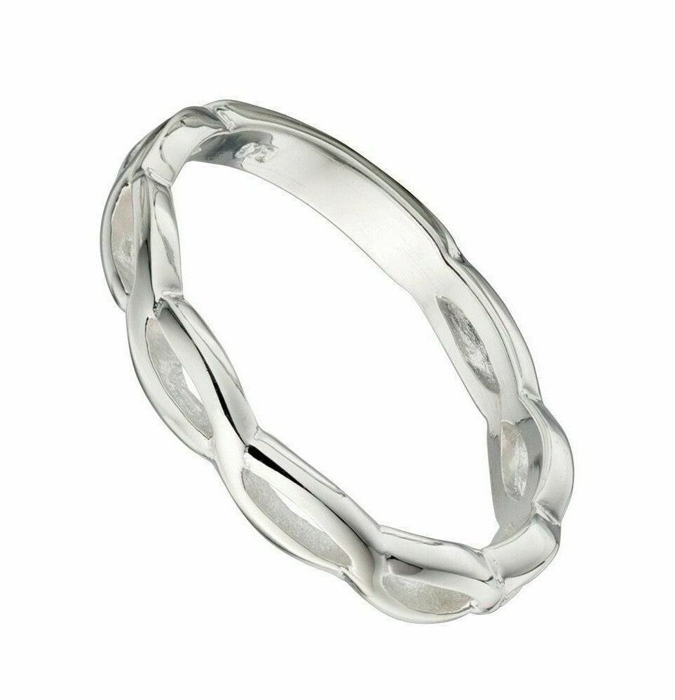 Sterling Silver Twist Ring 925 Hallmarked Size K - S British Made Brand New