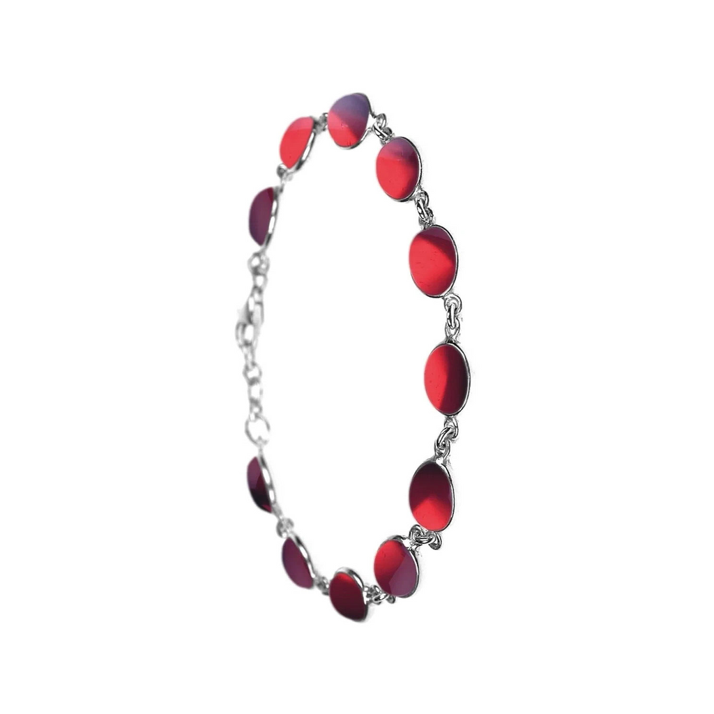 Flush Oval Garnet Bracelet Sterling Silver 925 Hallmarked Brand New Boxed