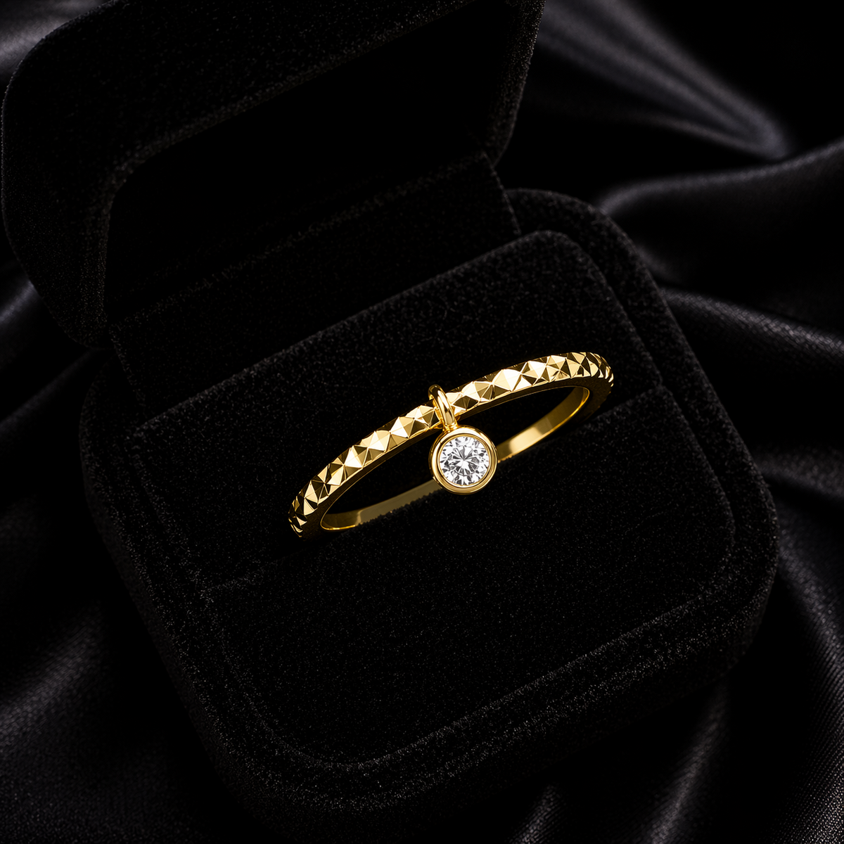 Gemstone Charm Dangle Ring 9ct Yellow Gold Hallmarked Sizes J - R British Made