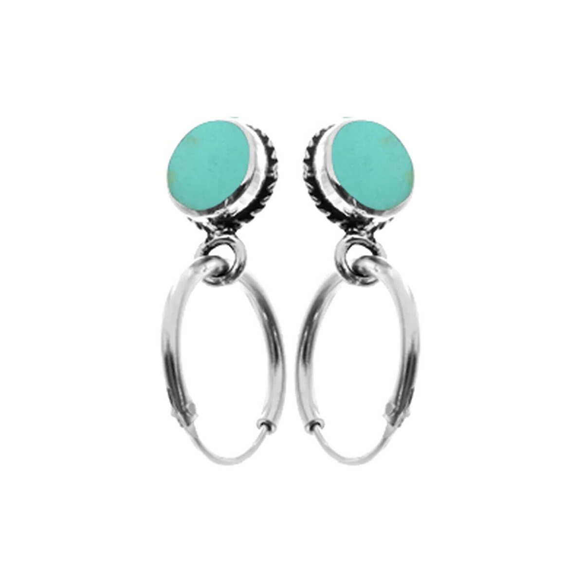 Small Turquoise Hoop Earrings Sterling Silver 925 Hallmarked Brand New Boxed