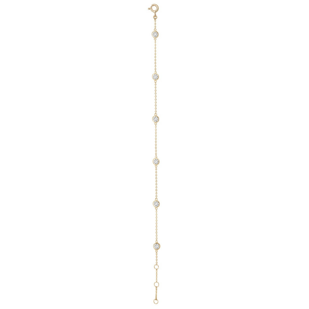 Ladies 6 Stone Bezel Bracelet 9ct Yellow Gold 375 Hallmarked British Made