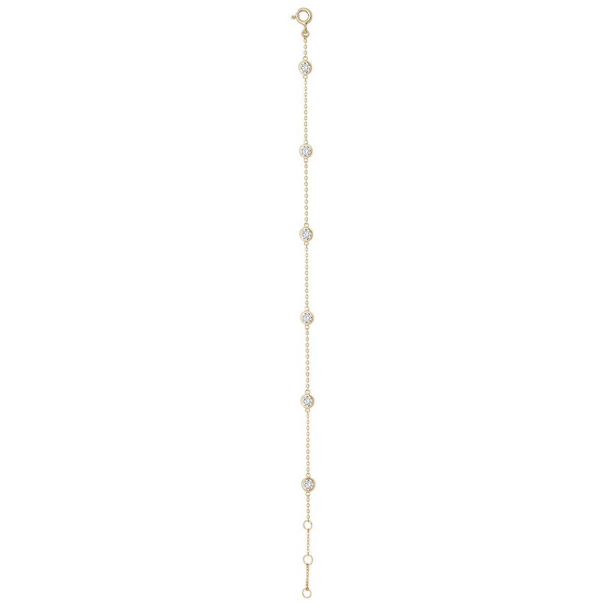 Ladies 6 Stone Bezel Bracelet 9ct Yellow Gold 375 Hallmarked British Made