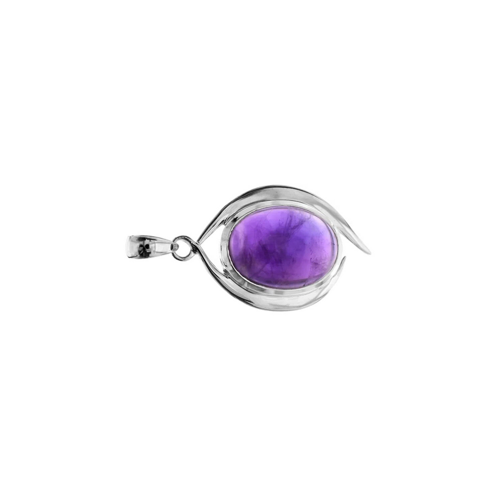 Flush Border Amethyst Pendant Sterling Silver 925 Hallmarked All Chain Lengths