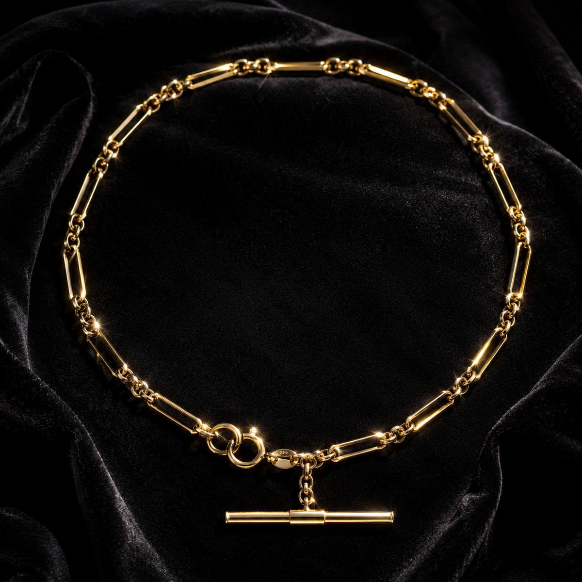 T Bar Chain Bracelet In 9ct Yellow Gold 375 Hallmarked British Made