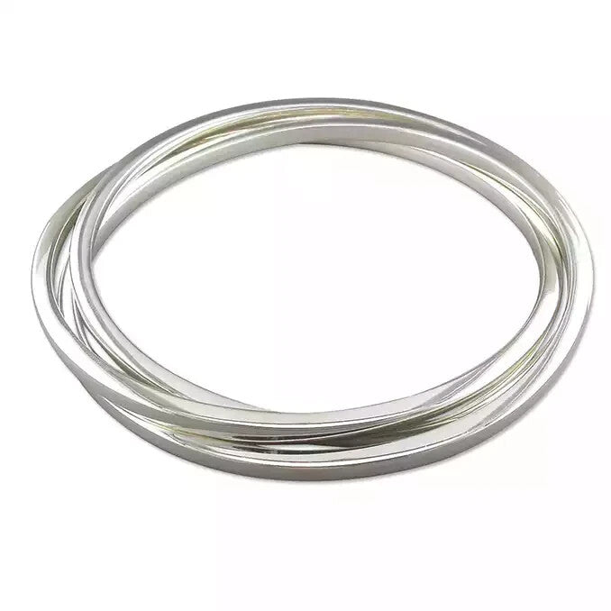 Russian Triple Bangle Sterling Silver 925 Hallmarked British Made Brand New