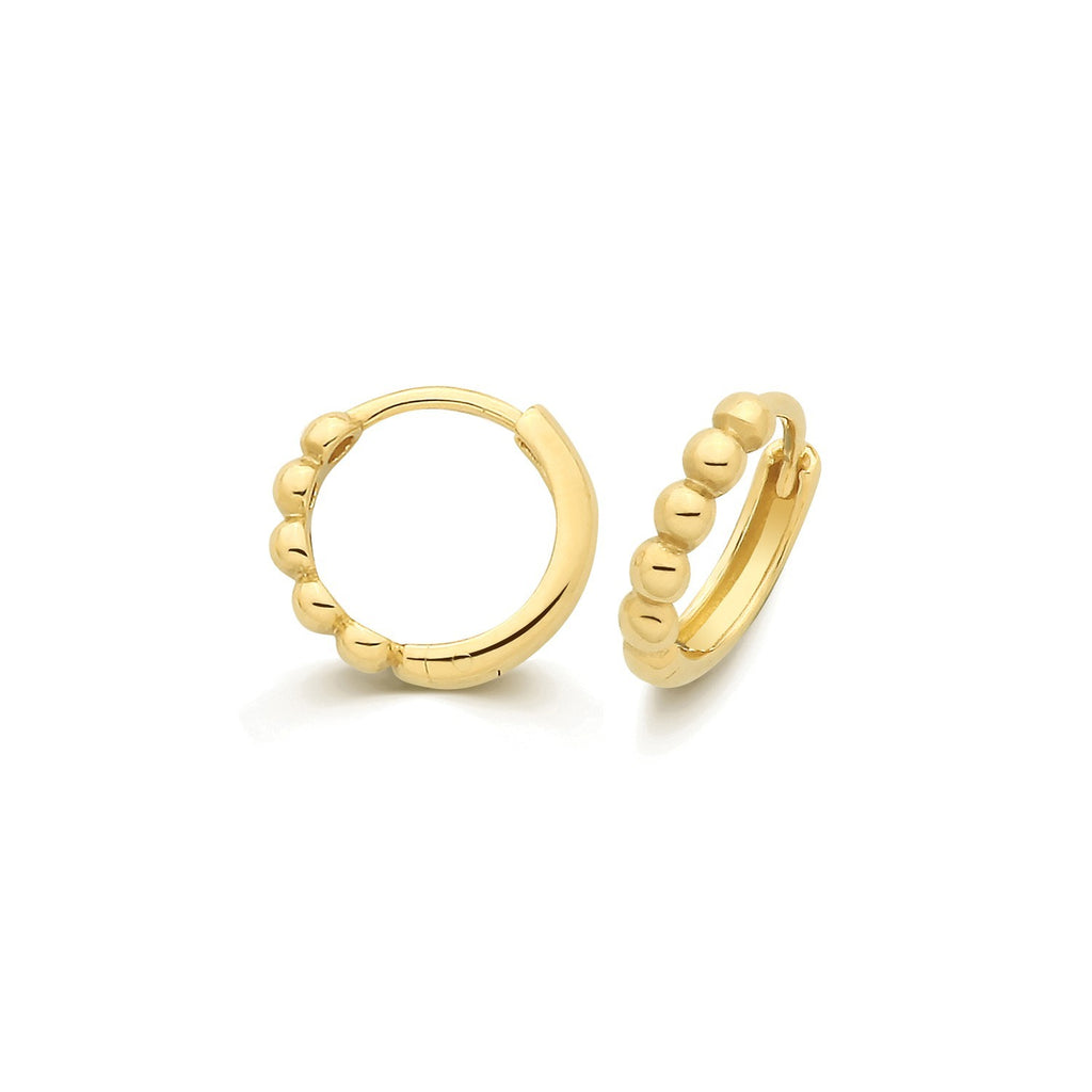 9ct Yellow Gold Bubble Hoops 375 Hallmarked 8mm - 10mm Diameter British Made