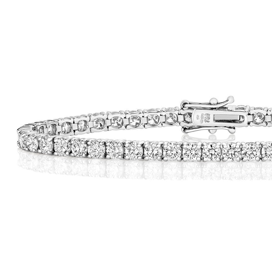 Natural Diamond 18ct White Gold Tennis Bracelet 375 Hallmarked British Made