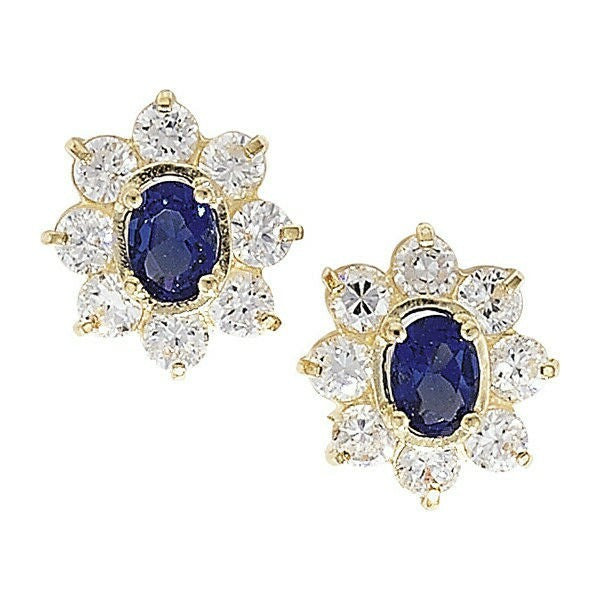 Sapphire Cluster Earrings 9ct Yellow Gold Hallmarked British Made New Boxed