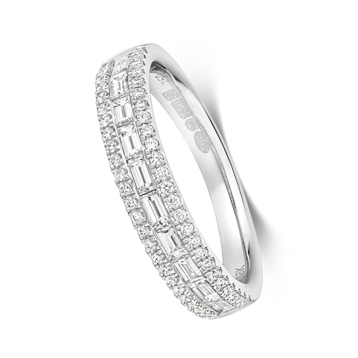 Natural Diamond Eternity Baguette Ring 18ct White Gold Hallmarked Sizes J - Q
