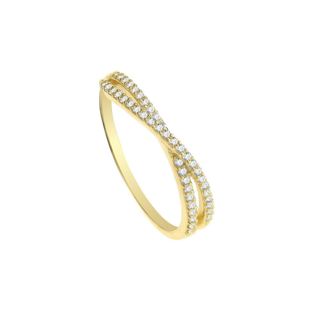 Crossover Gemstone Eternity Ring 9ct Yellow Gold Hallmarked Sizes J - R
