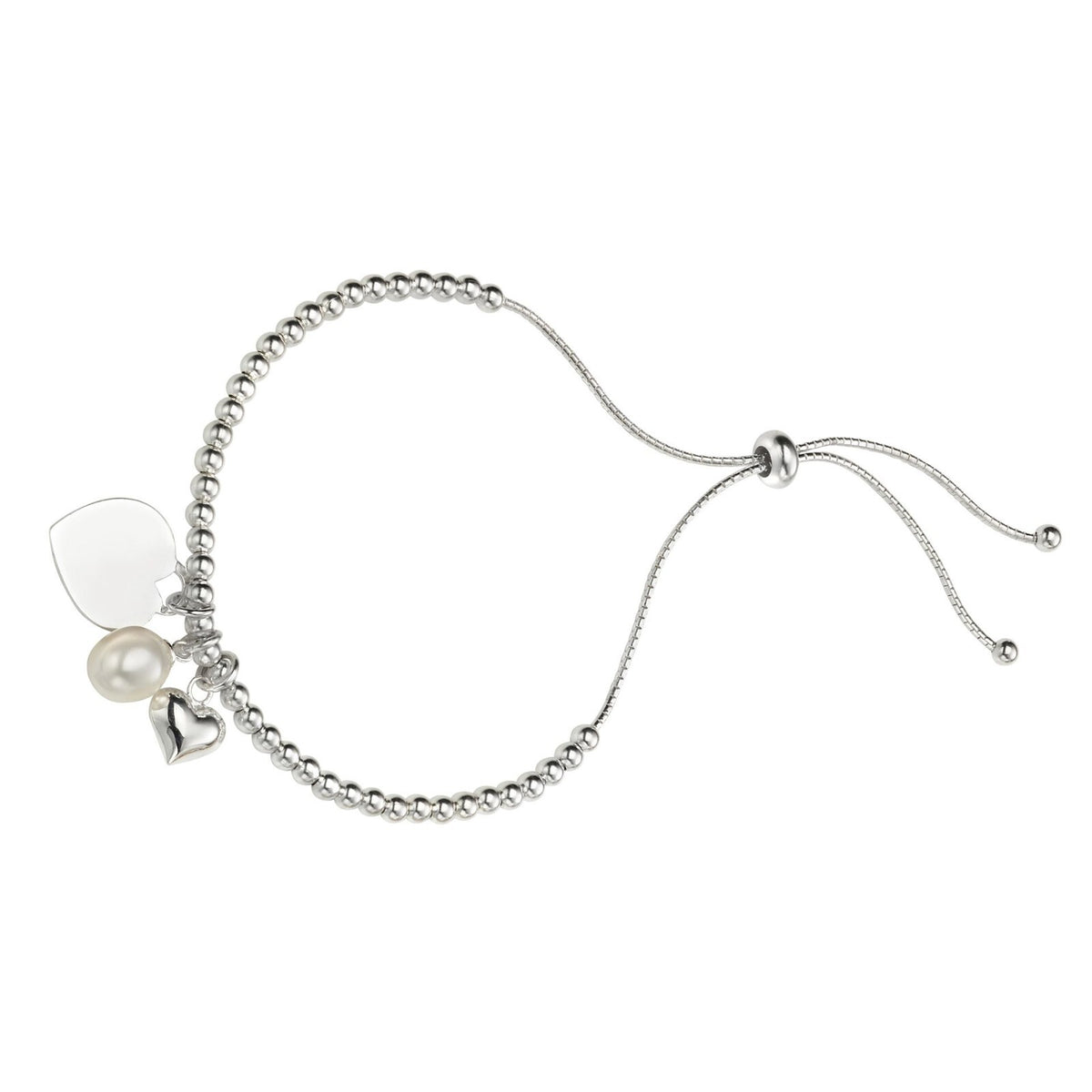 Heart & Pearl Tag Bracelet Sterling Silver 925 Hallmarked Brand New Boxed