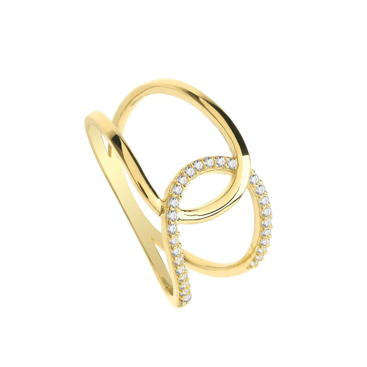 Flush Interlocking Ring 9ct Yellow Gold Hallmarked Sizes J - S British Made