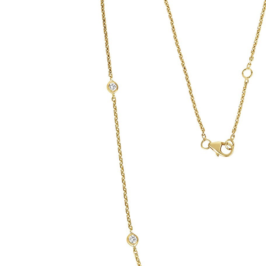 5 Flush Natural Diamond Necklace 18ct Yellow Gold Hallmarked British Made