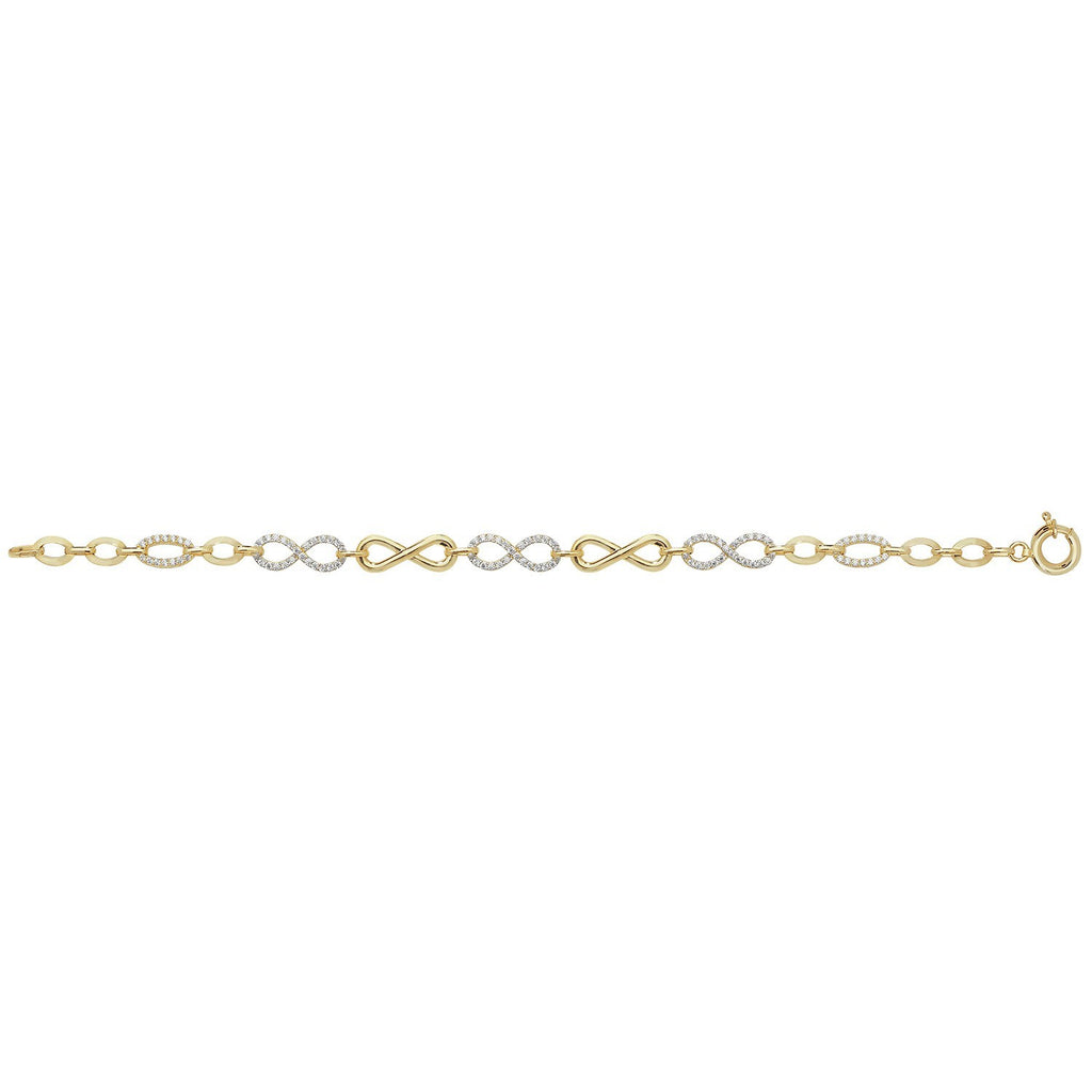 Gemstone Infinity Bracelet 9ct Yellow Gold 375 Hallmarked British Made Brand New