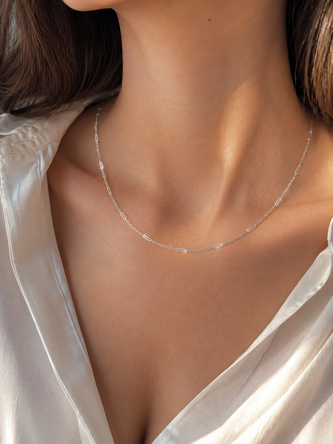 Mixed Length Chain Necklace 9ct White Gold 375 Hallmarked British Made Brand New