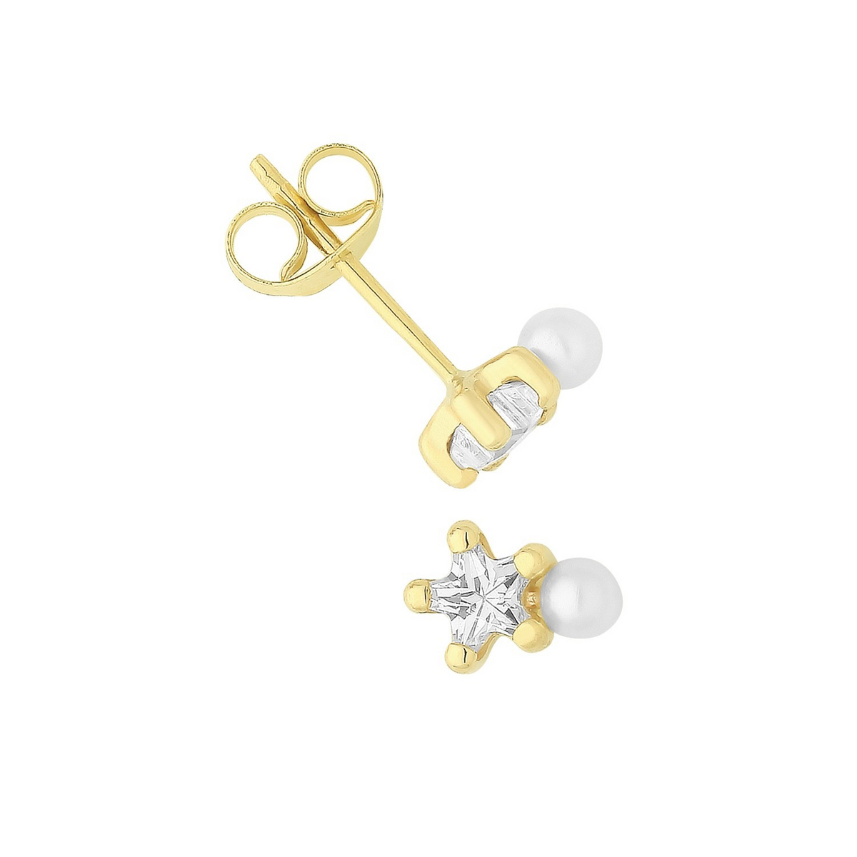 Star Pearl Stud Earrings 9ct Yellow Gold 375 Hallmarked Brand New Boxed