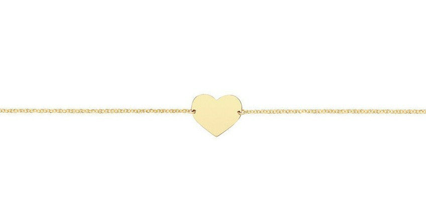 Ladies Heart ID Bracelet Solid 9ct Yellow Gold 375 Hallmarked British Made 