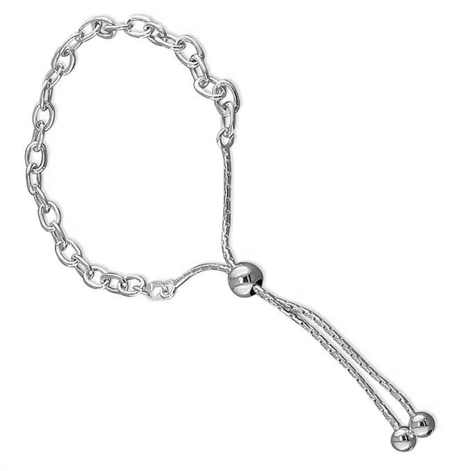 Oval Link Slider Bracelet Sterling Silver 925 Hallmarked Brand New 25cm