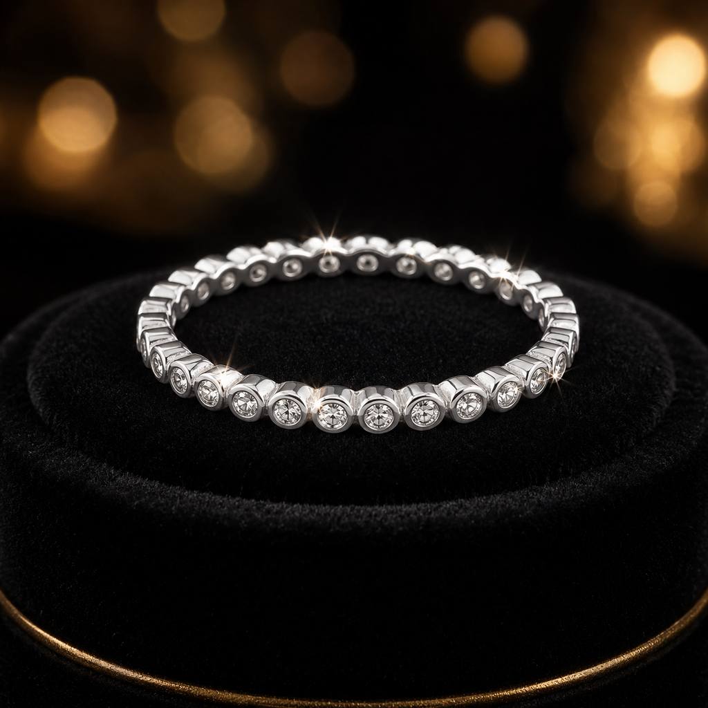 Flush Full Eternity Ring Sterling Silver 925 Hallmarked British Made Size L - R