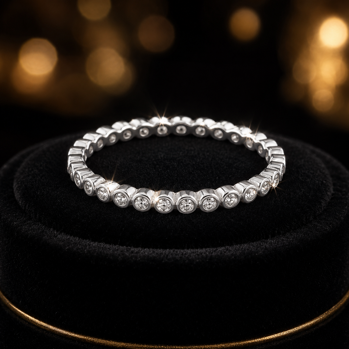 Flush Full Eternity Ring Sterling Silver 925 Hallmarked British Made Size L - R
