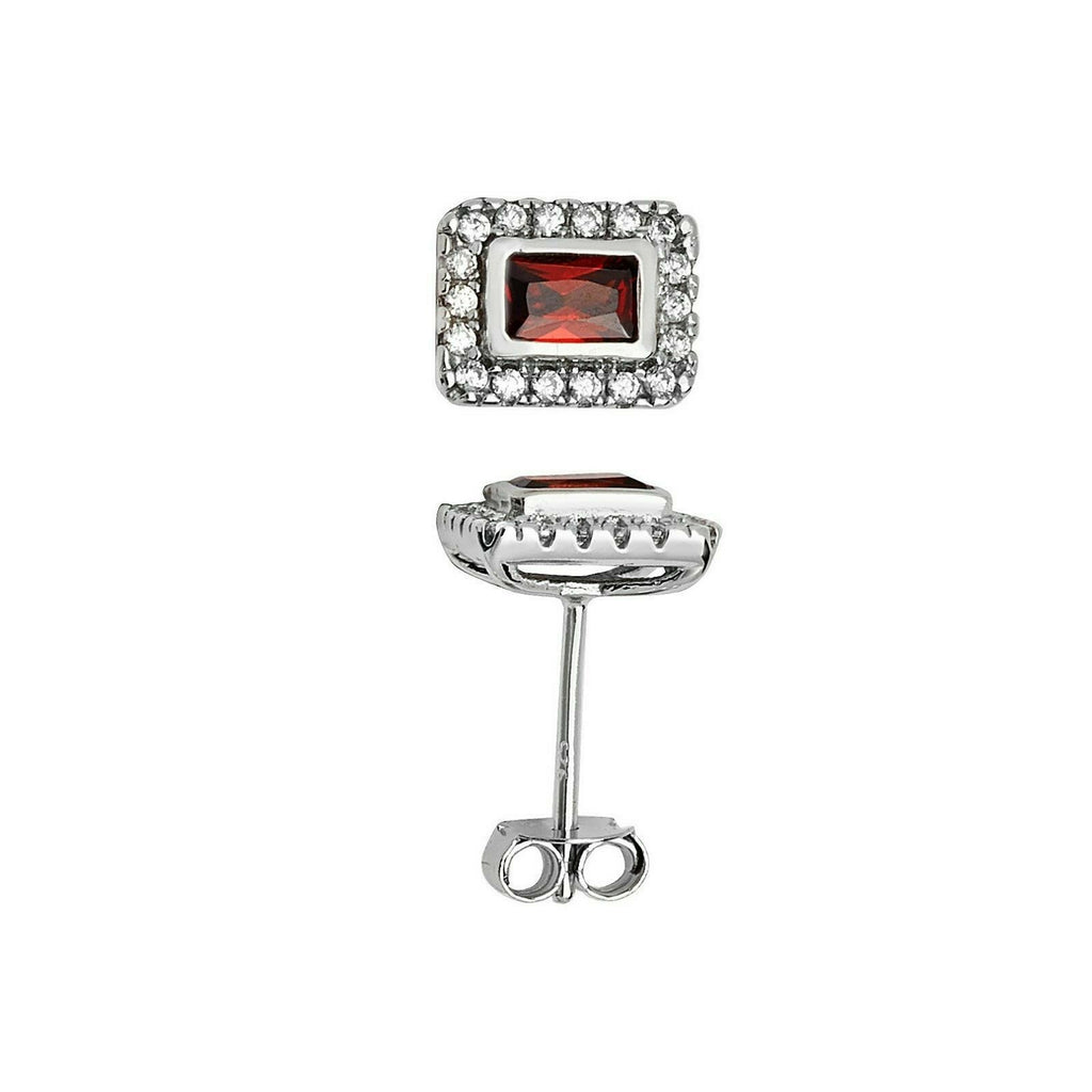 Garnet Gemstone Earrings Solid Sterling Silver 925 Hallmark Brand New Boxed