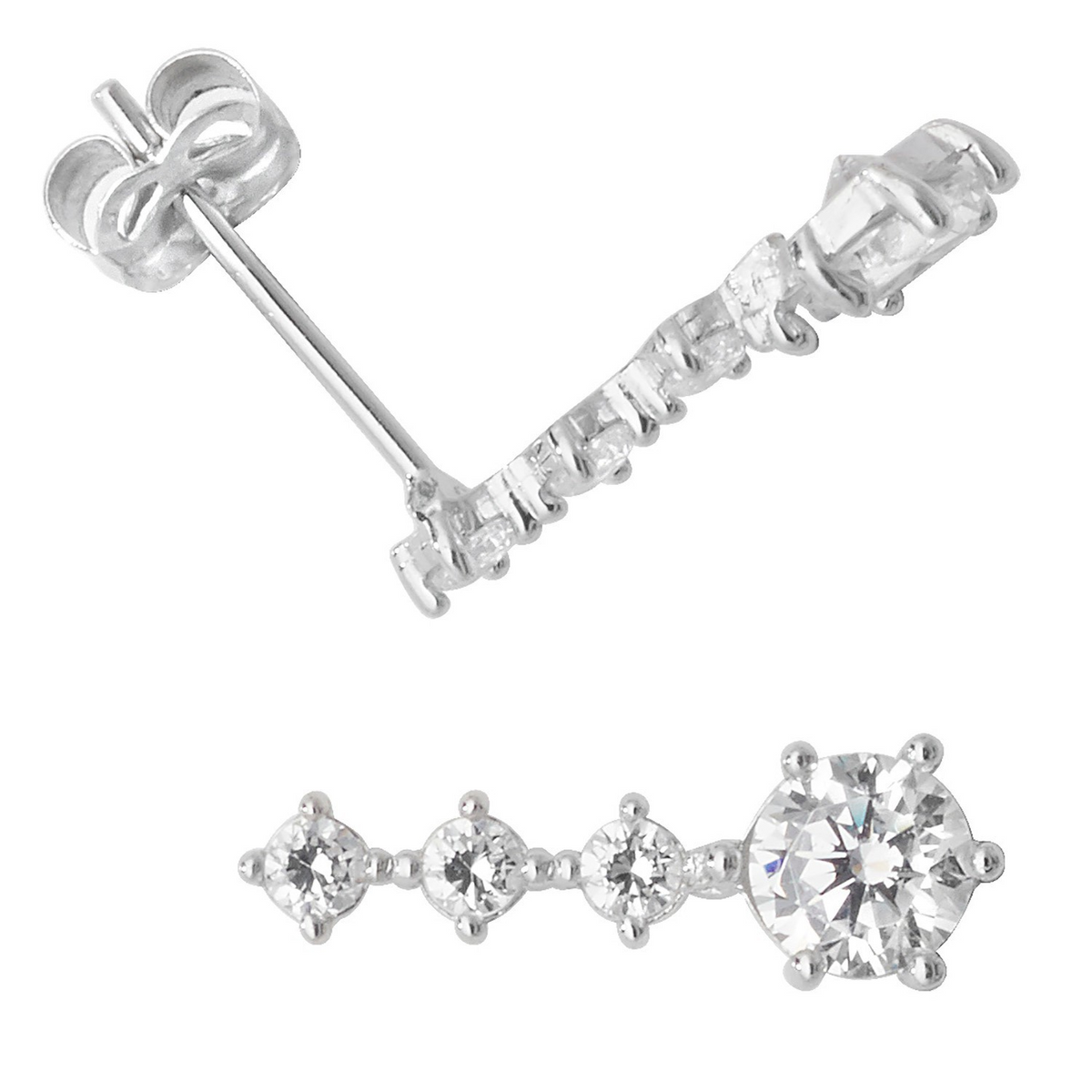 Prong 4 Stone Drop Earrings 9ct White Gold 375 Hallmarked Brand New Boxed