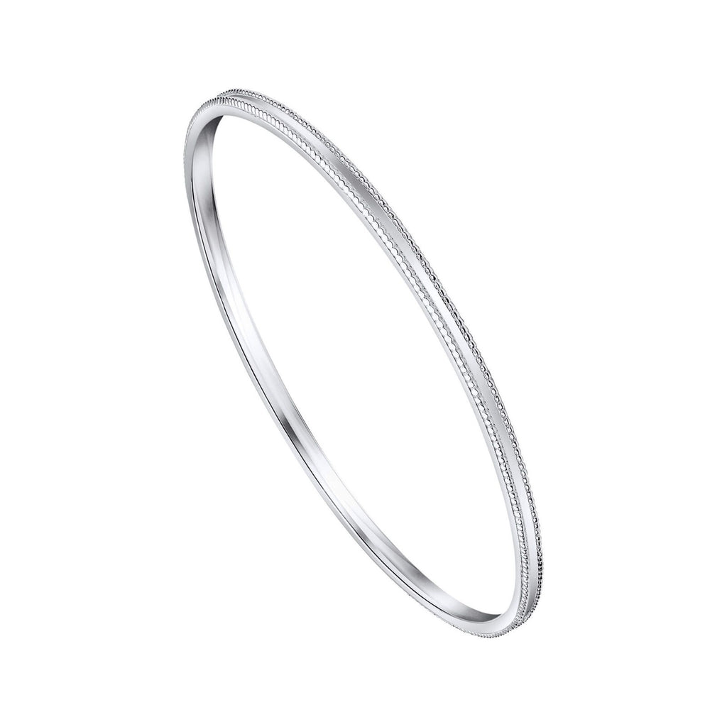 3mm Millegrain Bangle Sterling Silver British Made 925 Hallmark Brand New Boxed