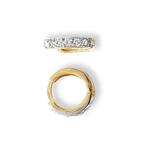 Mens 6 Stone Huggie Hoop Earring 9ct Yellow Gold Gents 375 Hallmark Brand New