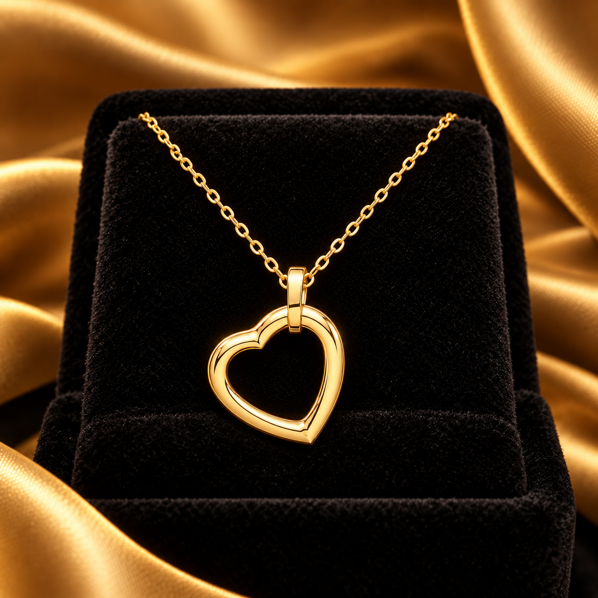 Flaoting Open Heart Necklace 9ct Yellow Gold 375 Hallmarked British Made